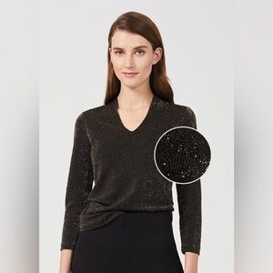 HOBBS London AIMEE Black & Gold SPARKLE TOP - SIZE  Large